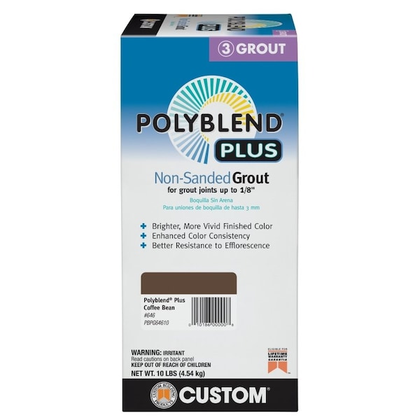Custom Building Products Polyblend Non-Sanded Grout, Solid Powder, Characteristic, Coffee Bean, 10 lb Box PBPG64610 - main